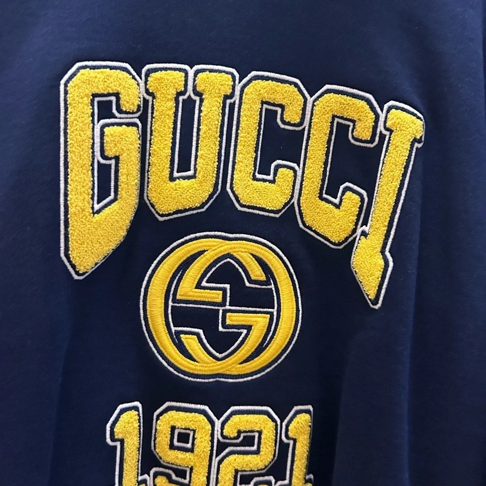 Men's Gucci embroidered logo jersey cotton hoodie, size XXL  made in Italy NWT